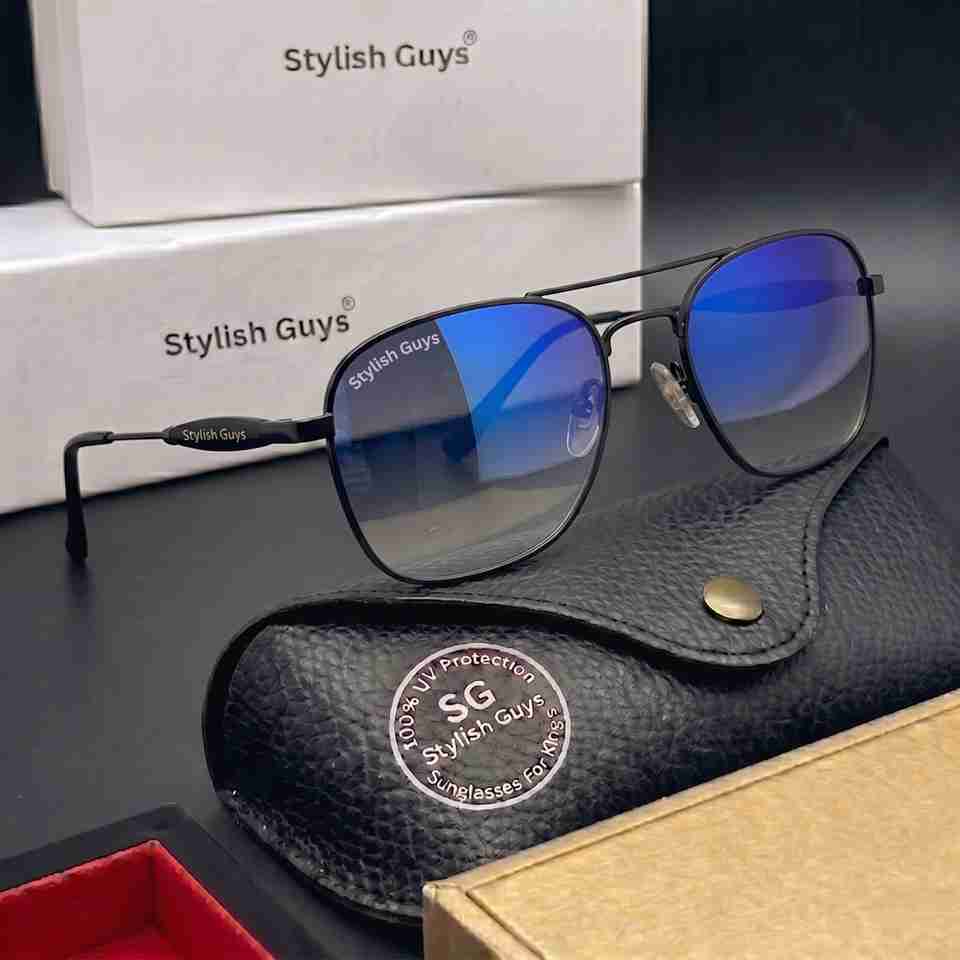 Buy STYLISH GUYS Aviator Sunglasses Blue, Black - Image 4