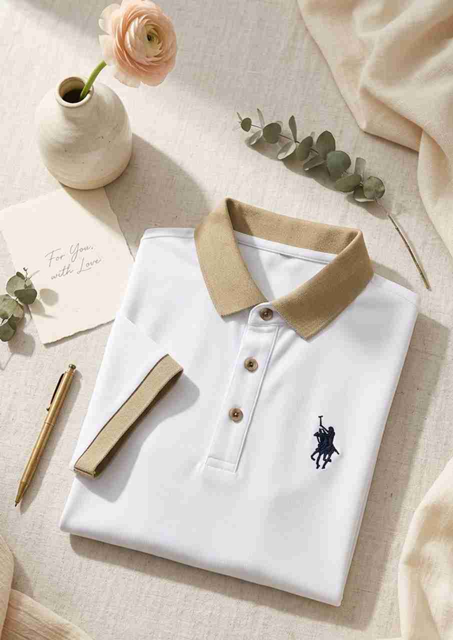 Priha Men White Polo Neck T-Shirt - Image 4