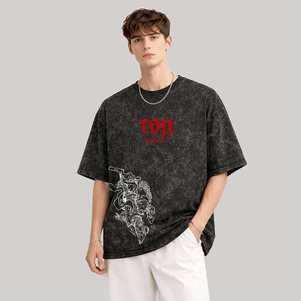 Anipop Men Black Cotton T-Shirt - Image 9
