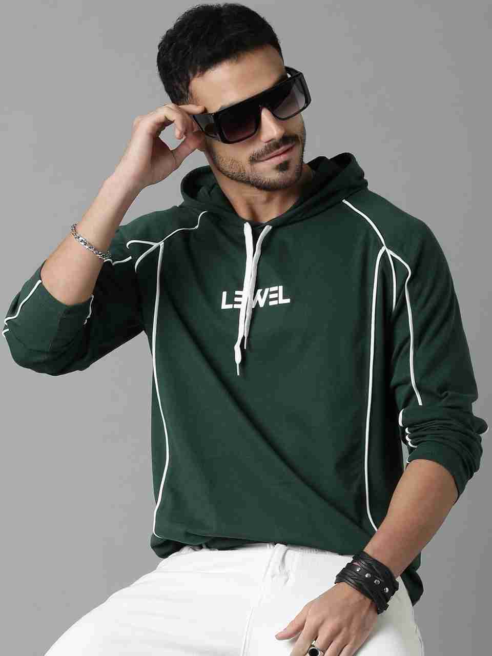LEWEL Men Hooded Neck Green T-Shirt - Image 8