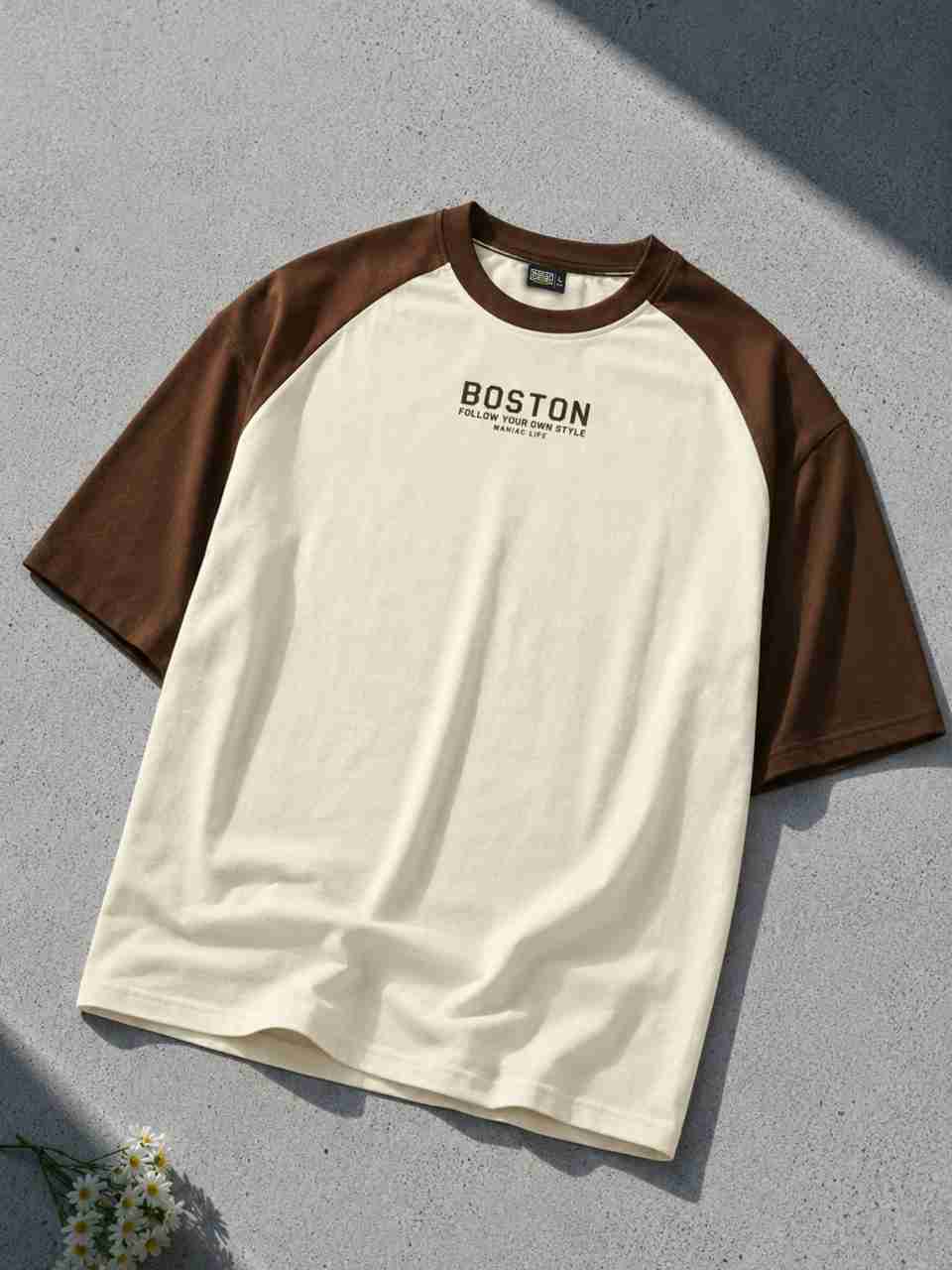 MANIAC Men Beige Cotton T-Shirt - Image 7