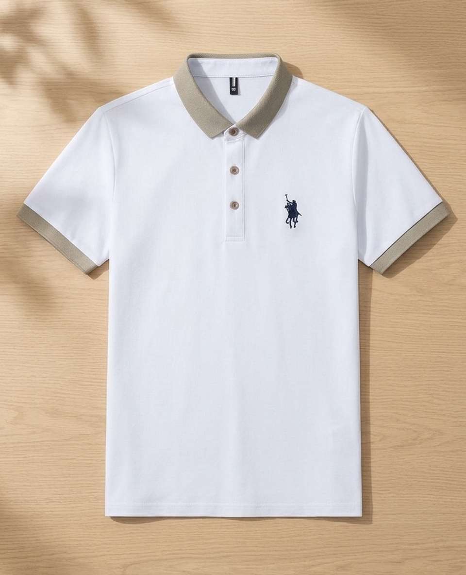 Priha Men White Polo Neck T-Shirt - Image 5