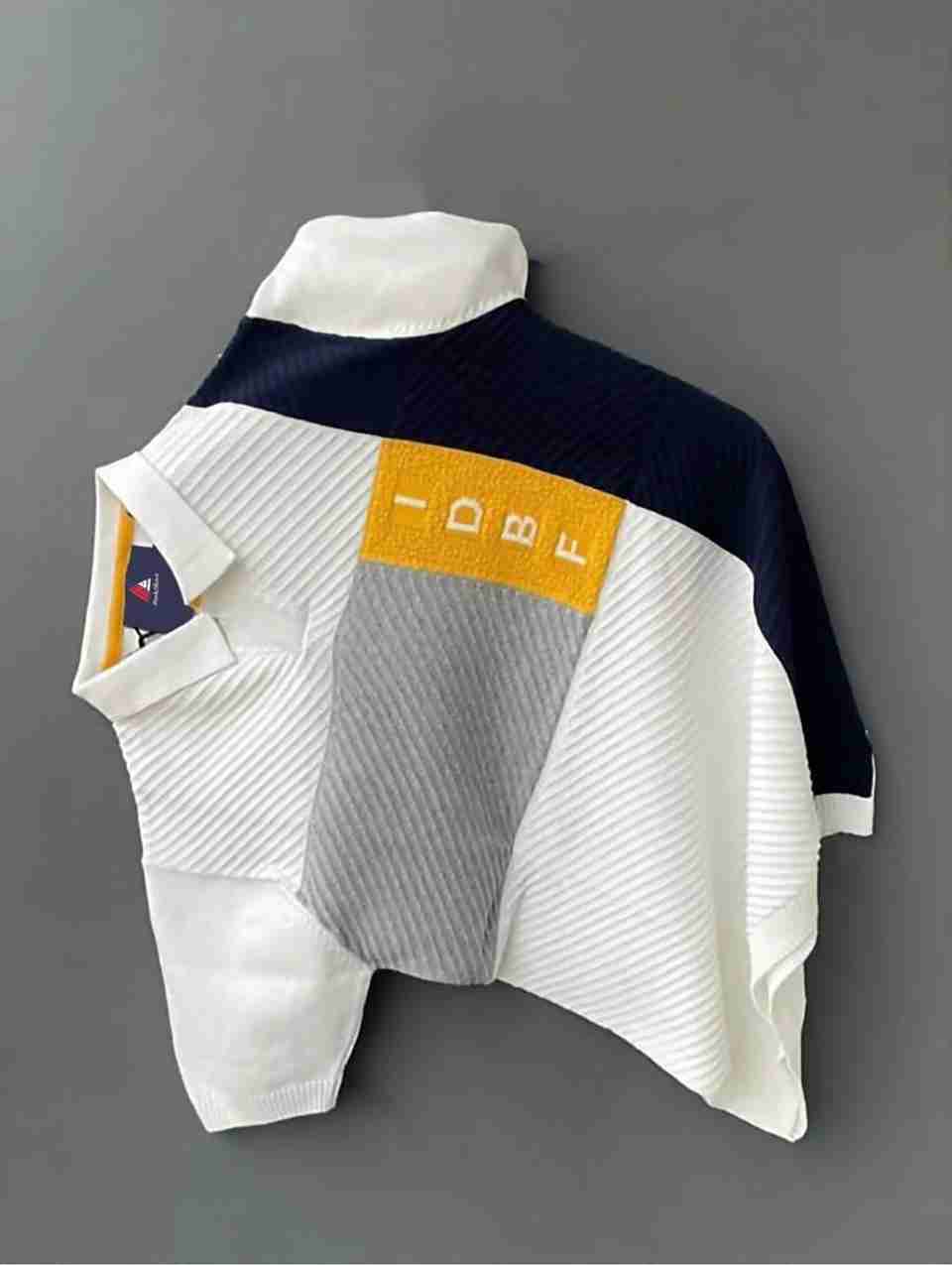 MOODY SPARK Men Colorblock Polo Neck Wool Blend T-Shirt - Image 2