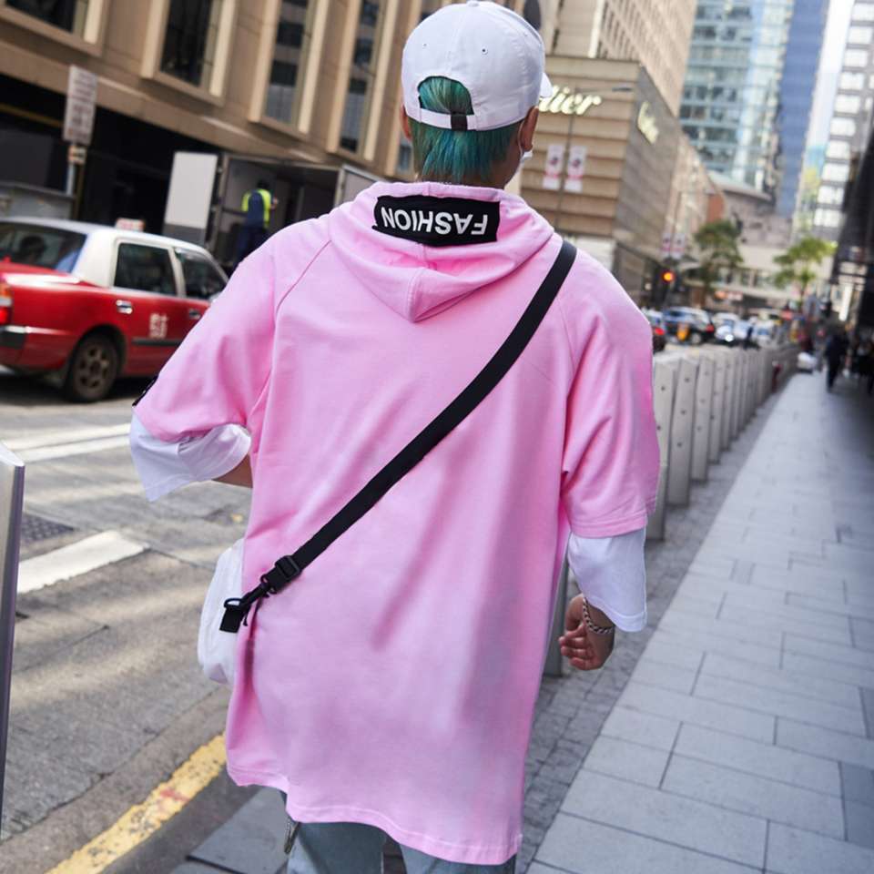 London Hills Men Pink Hooded T-Shirt - Image 8
