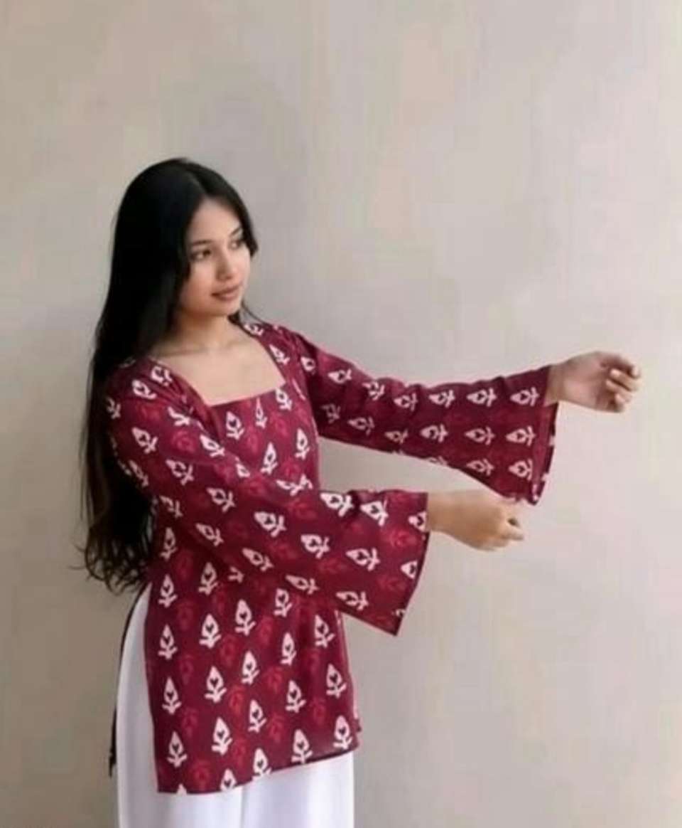 VAYRANI Women Maroon Floral Print Bell Sleeves Top - Image 7
