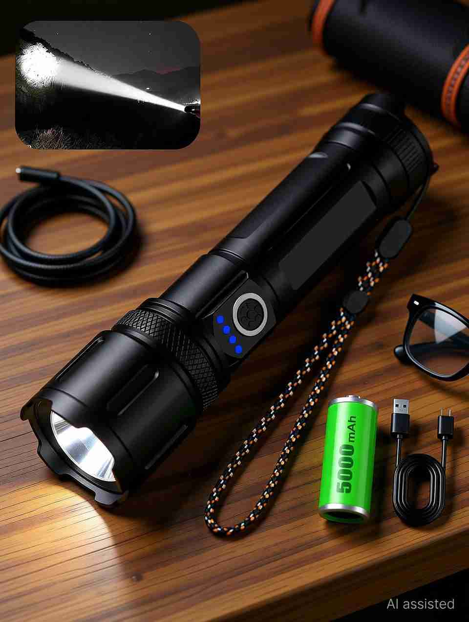 CRENTILA Rechargeable Zoomable Metal 5 Modes Flashlight - Image 8