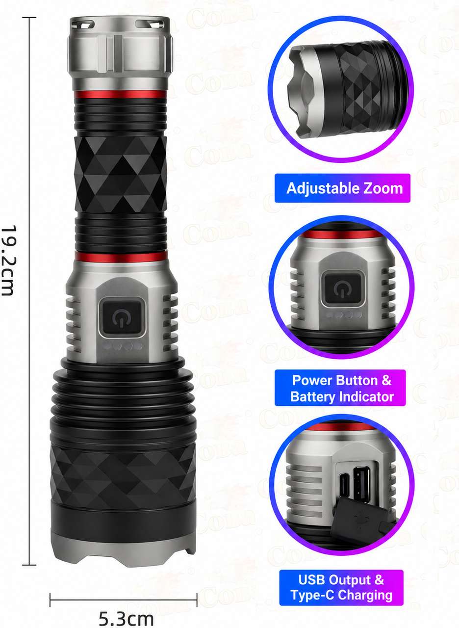 CRENTILA G85 Metal Zoomable 5 Mode Flashlight - Image 9