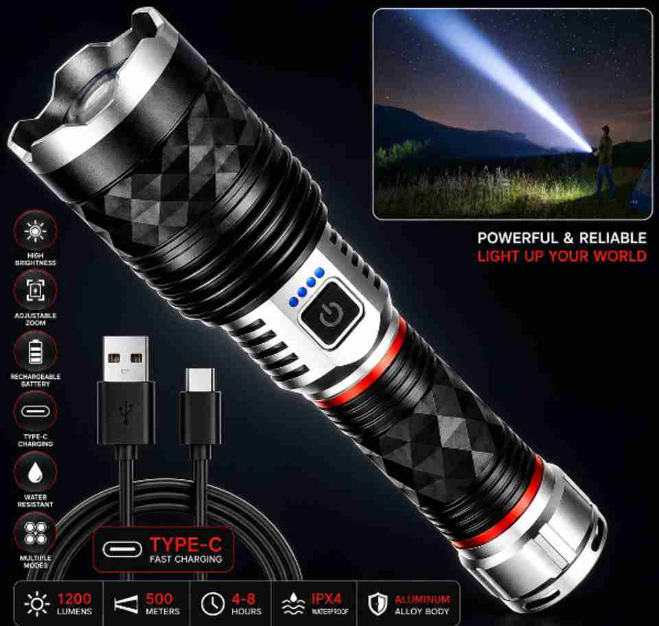 CRENTILA G85 Metal Zoomable 5 Mode Flashlight - Image 6