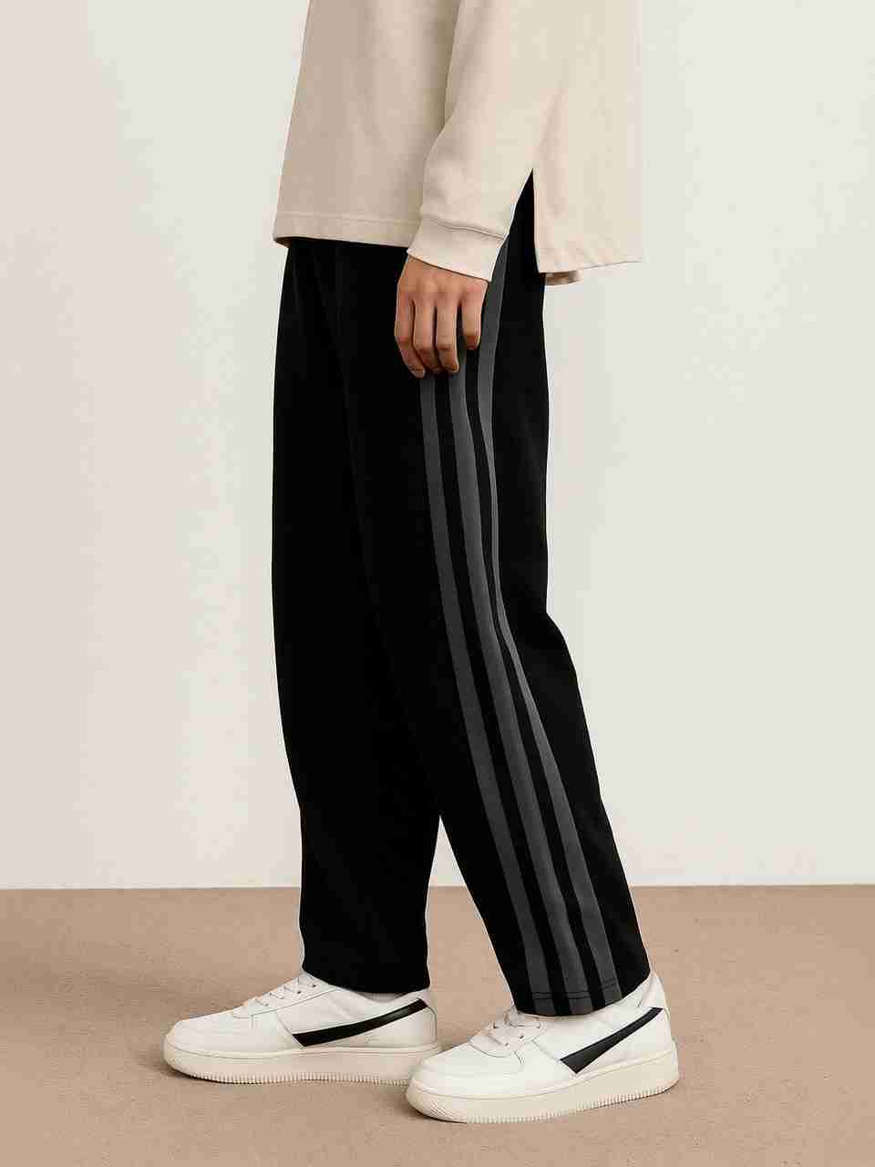 CULISH Men Striped Black Track Pants - Image 5