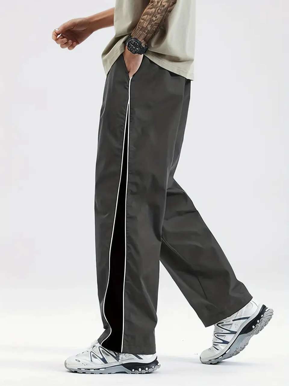 The Modern Soul Striped Men Grey Track Pants - Image 9