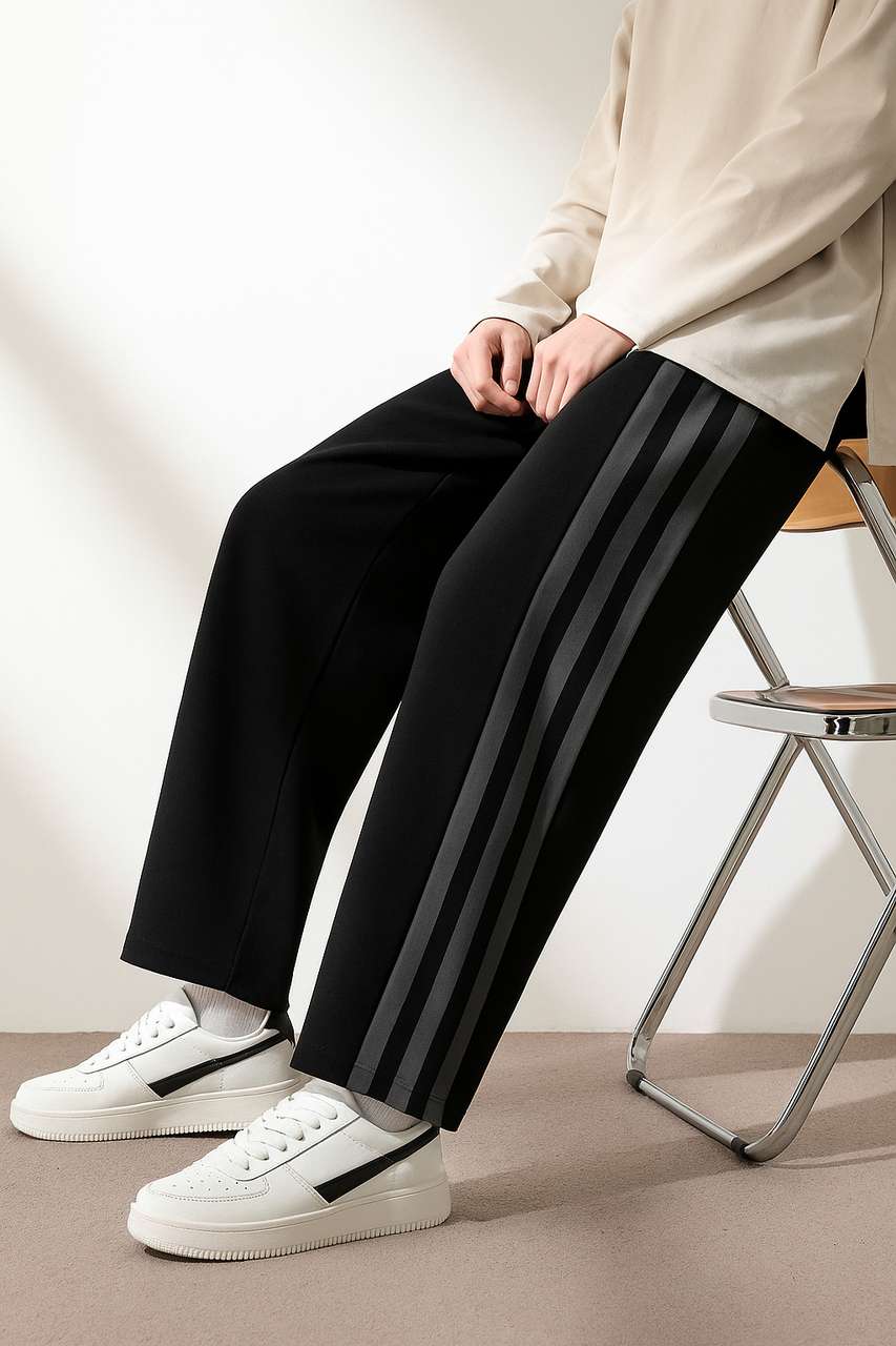 CULISH Men Striped Black Track Pants - Image 8