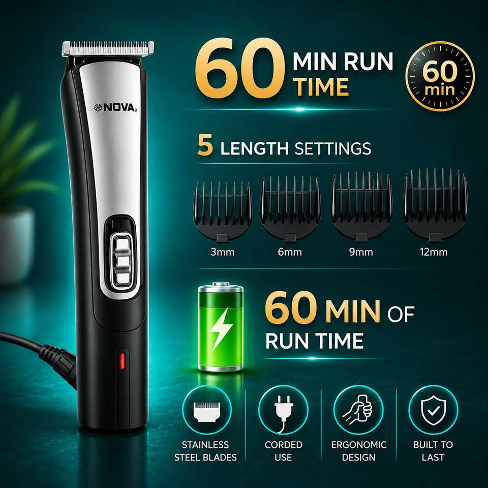 NOVA NHT 1041 USB Trimmer 60 min Runtime - Image 7