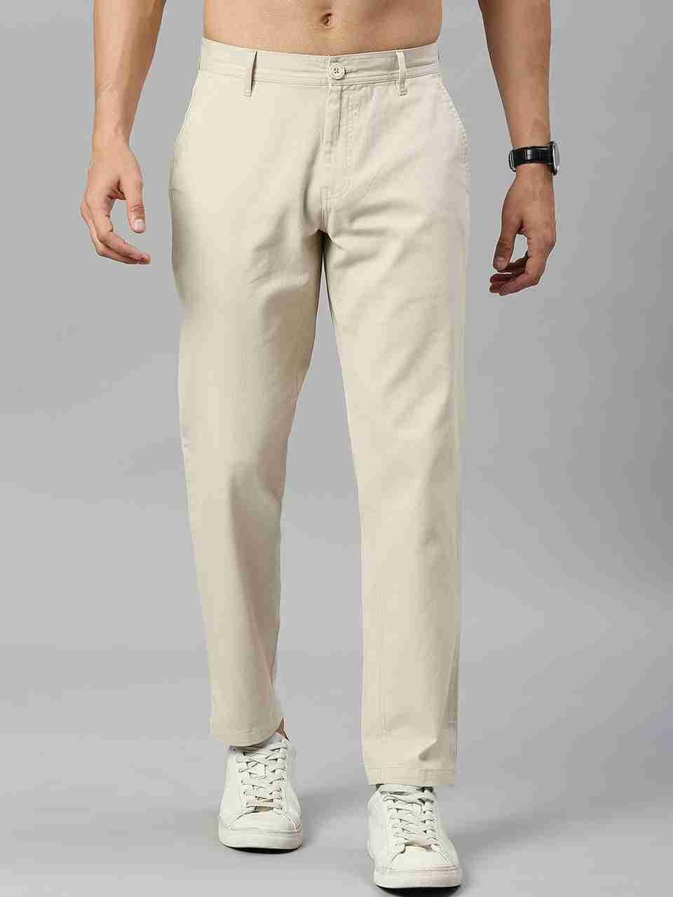 HERE&NOW Men Slim Fit Cream Trousers - Image 5