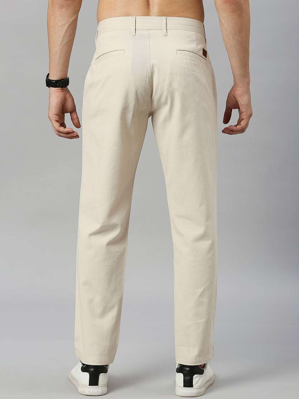 HERE&NOW Men Slim Fit Cream Trousers - Image 7