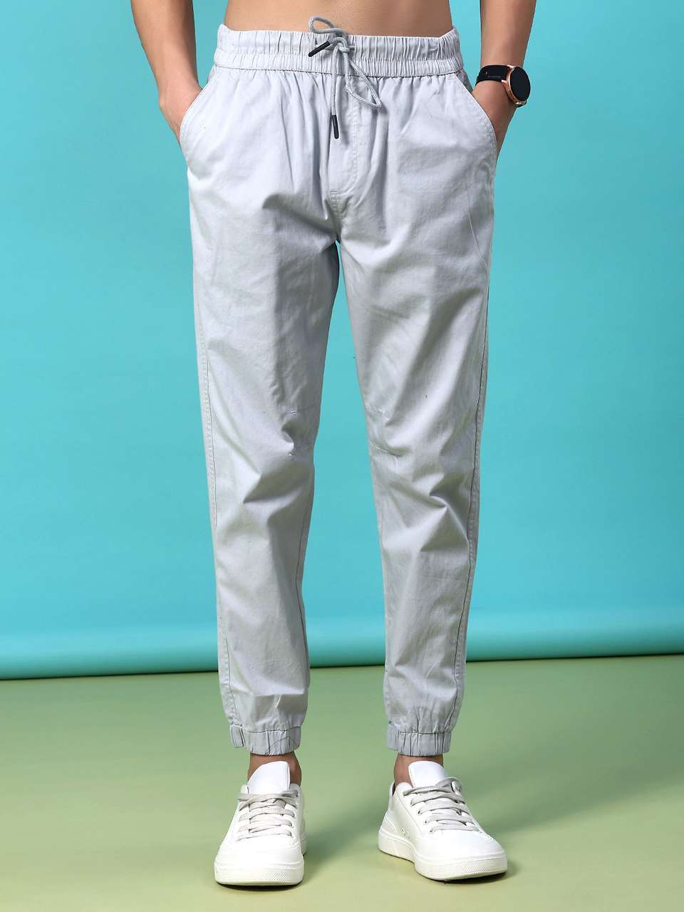 V-MART Men Grey Cotton Blend Trousers - Image 7