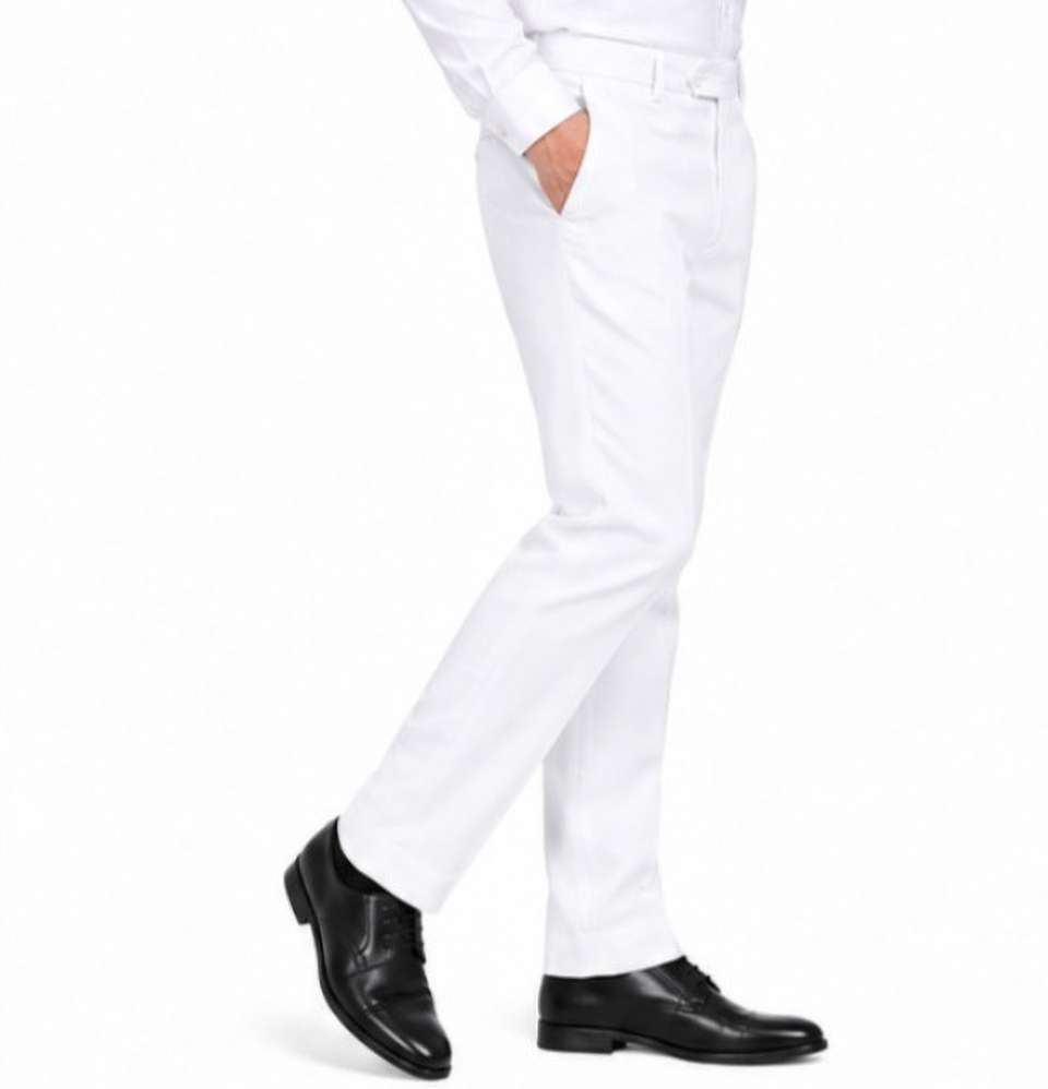 Surendra Men Straight Fit White Trousers - Image 7