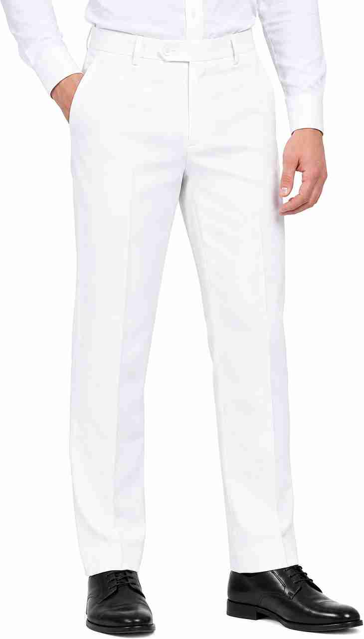 Surendra Men Straight Fit White Trousers - Image 5