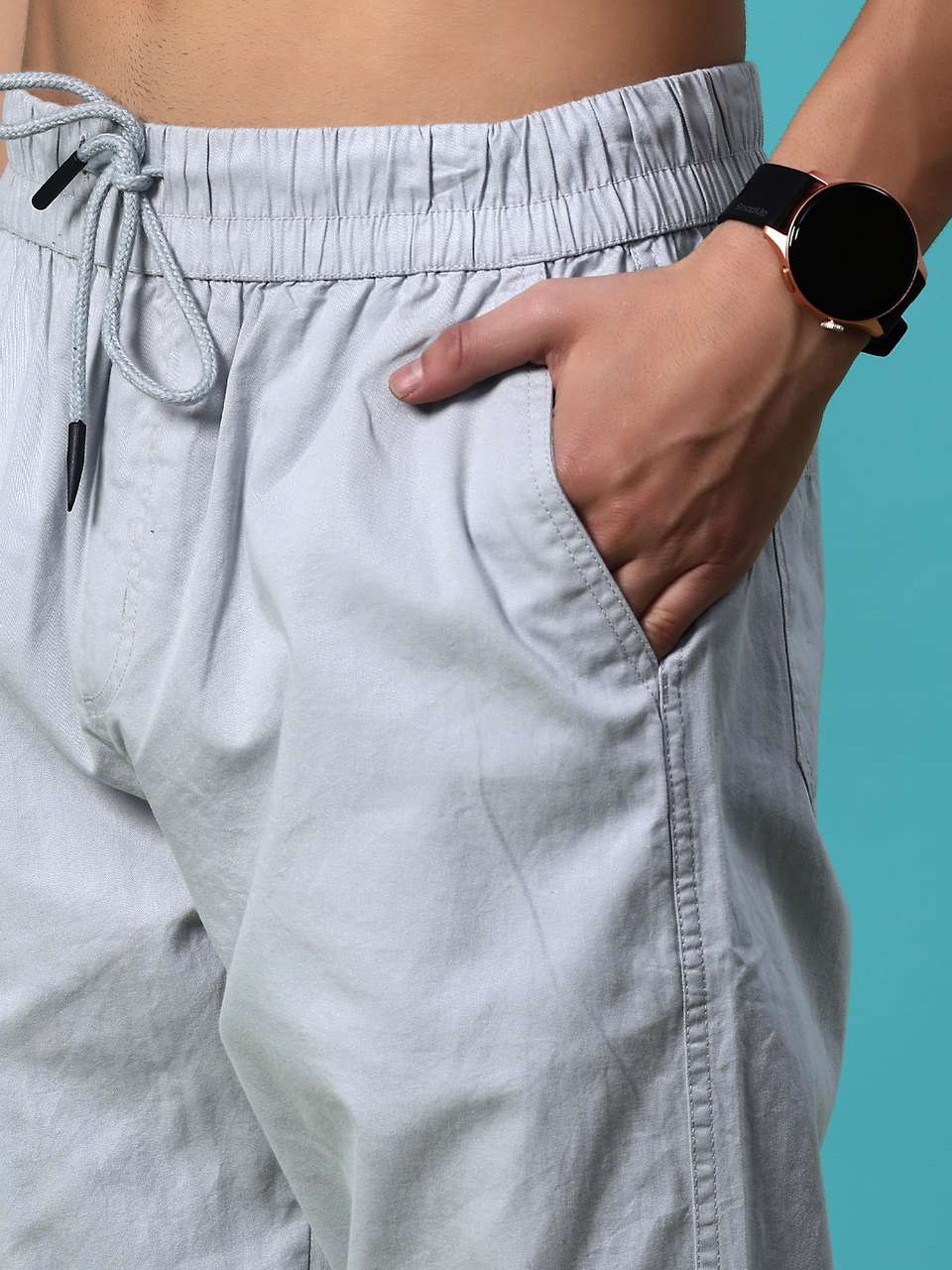 V-MART Men Grey Cotton Blend Trousers - Image 9