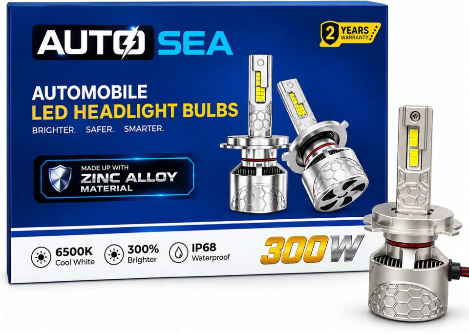 Autosea 300W H4 LED Headlight Bulbs, White - Image 9