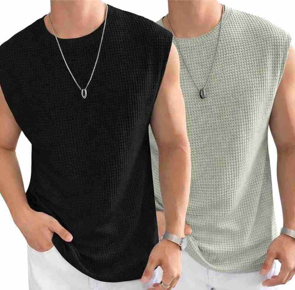 PLEK Pack of 2 Men's Casual Gym T-Shirt Vest - Image 5