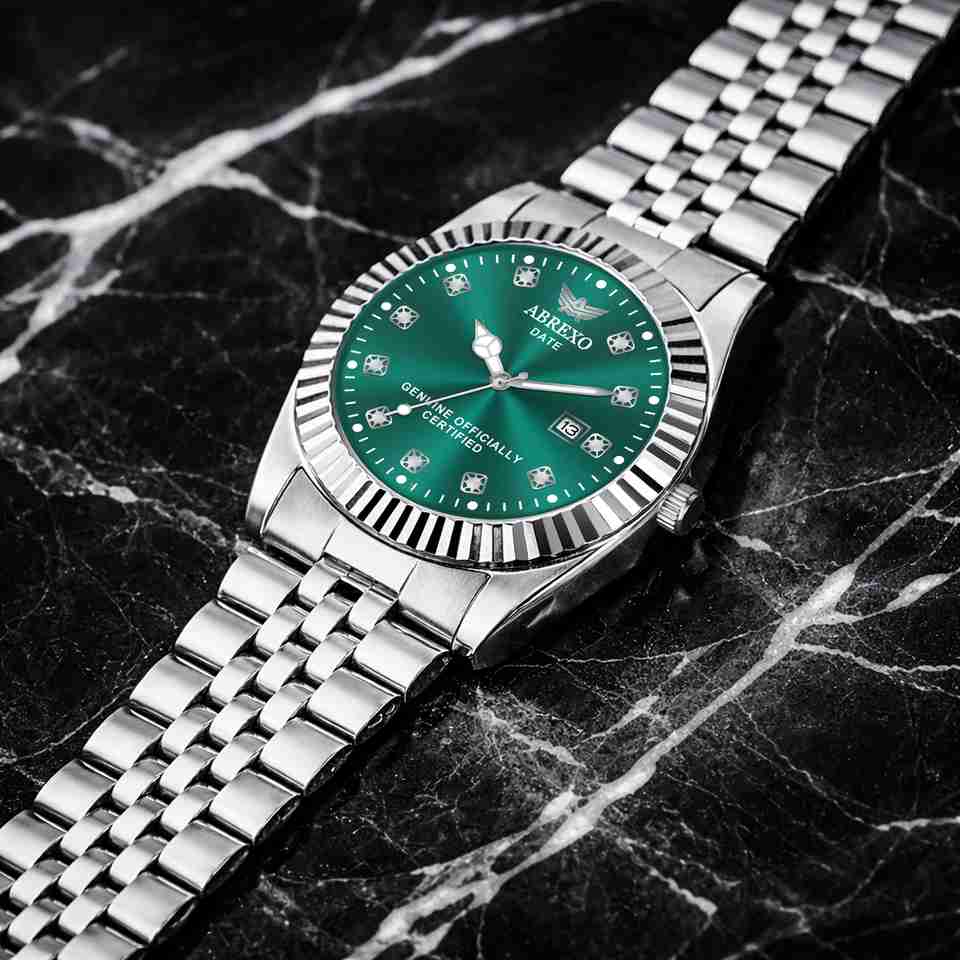 ABREXO Aesthetic Series Green Dial Silver Watch - Image 9