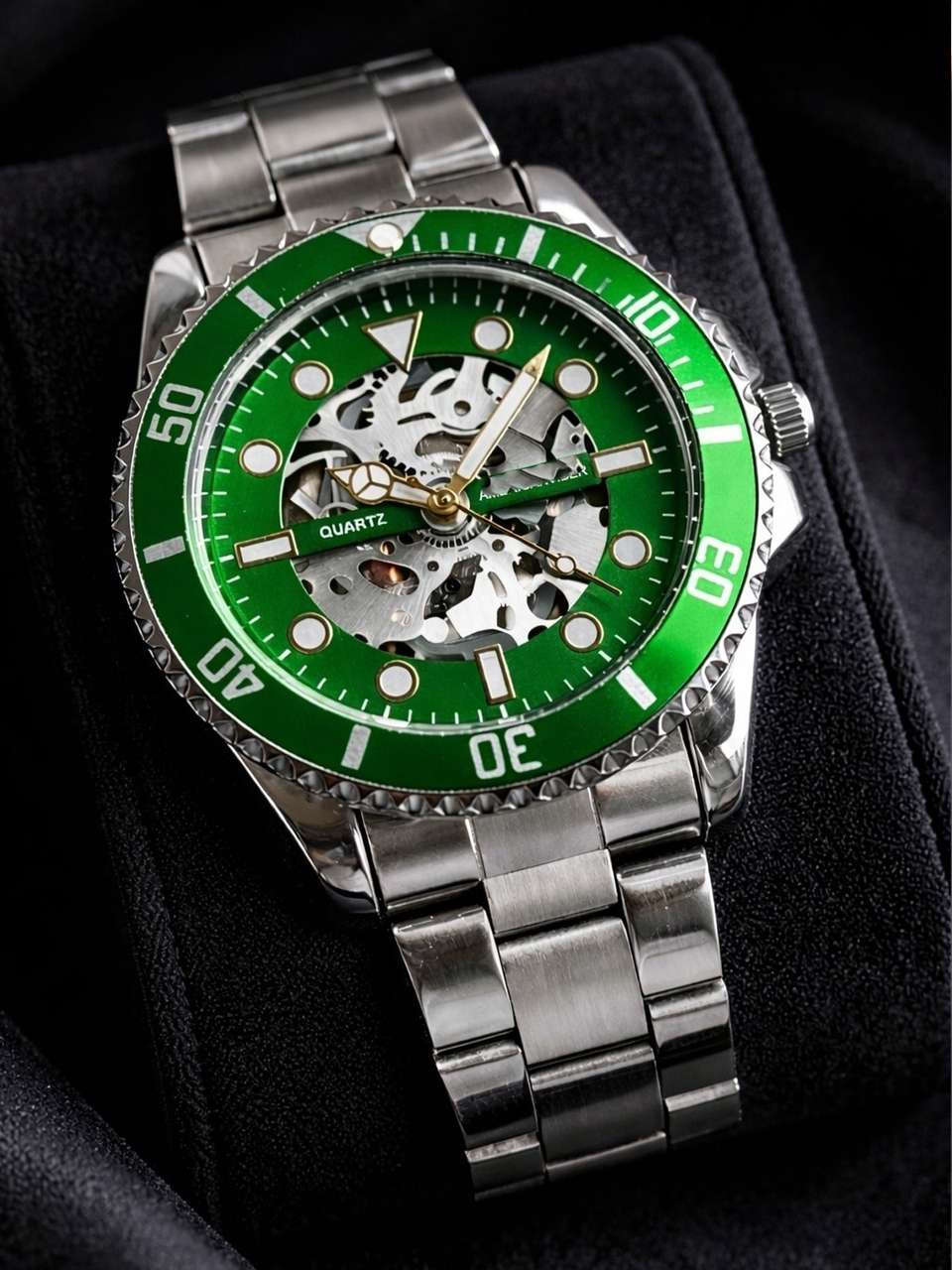 ShreeDatt Men's Green Skeleton Dial Watch - Image 7
