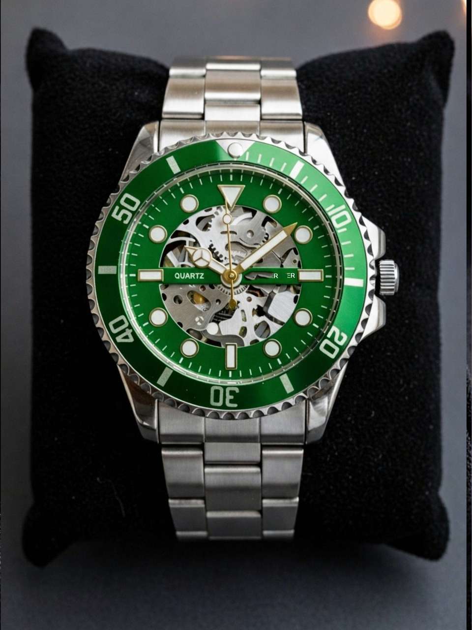 ShreeDatt Men's Green Skeleton Dial Watch - Image 6