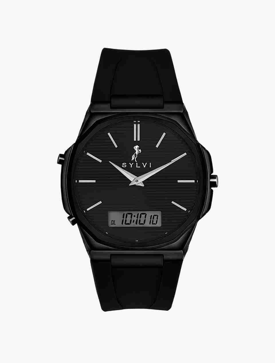 Sylvi Analog-Digital Black Silicone Watch - Image 9