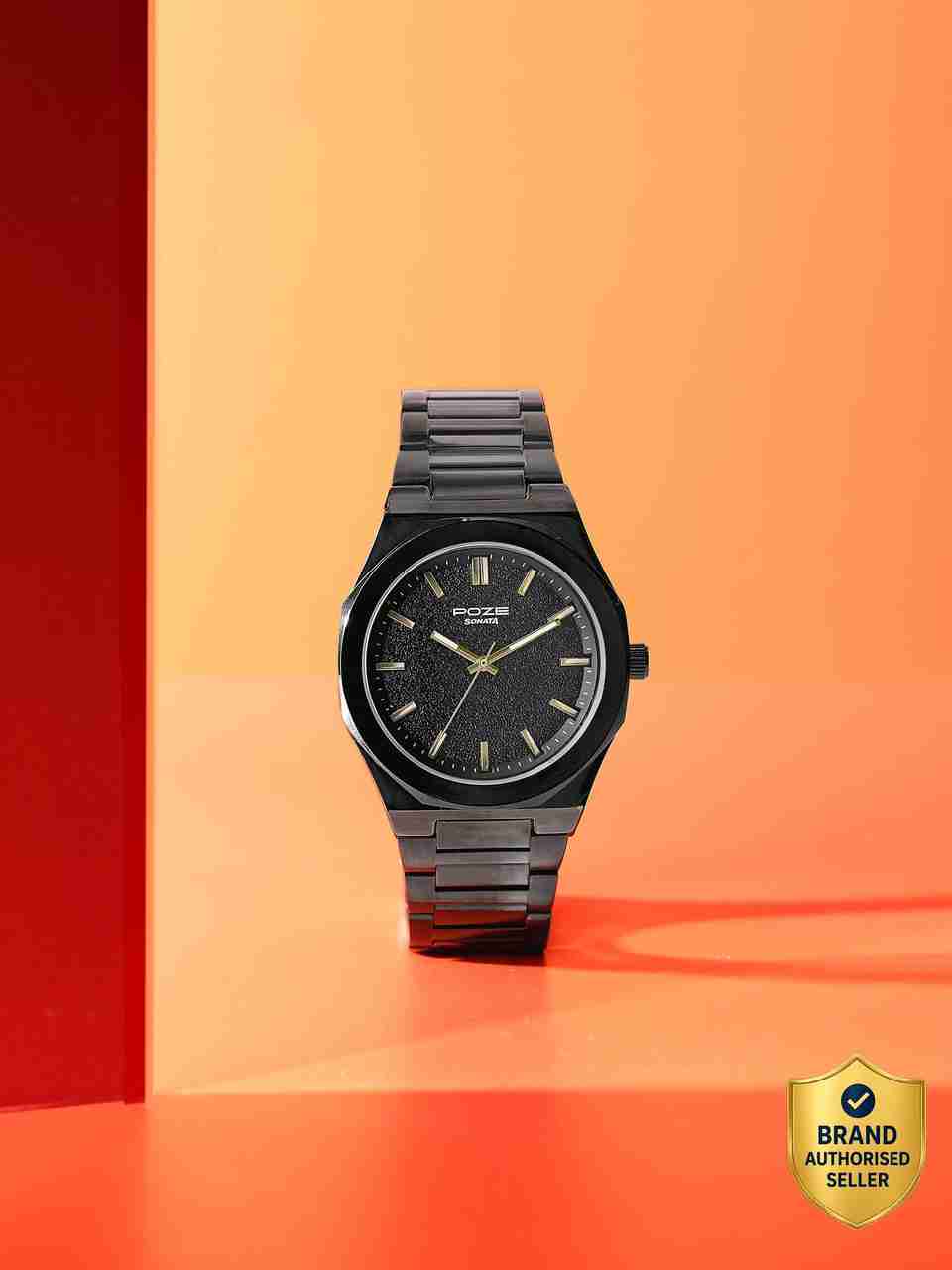 Sonata Poze Deep Currants Black Men's Watch - Image 9