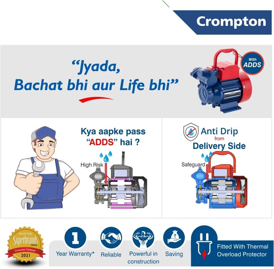 Crompton Champ Plus I 1 HP Centrifugal Water Pump - Image 9