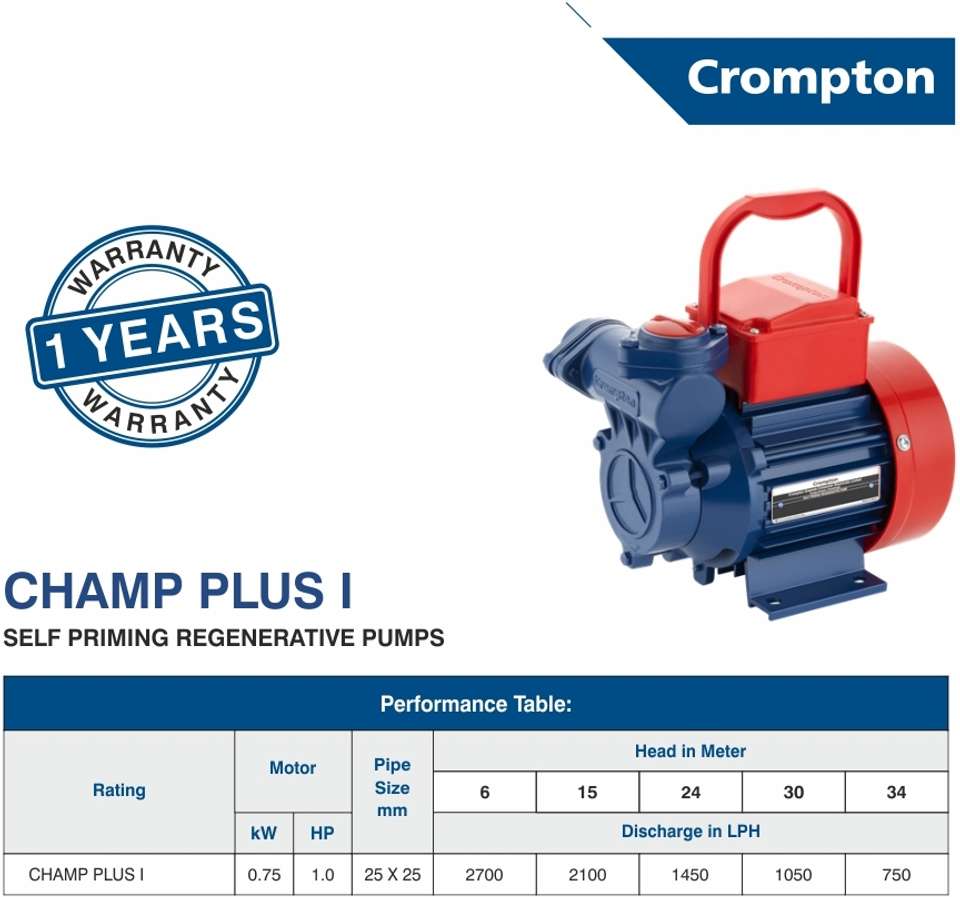 Crompton Champ Plus I 1 HP Centrifugal Water Pump - Image 7