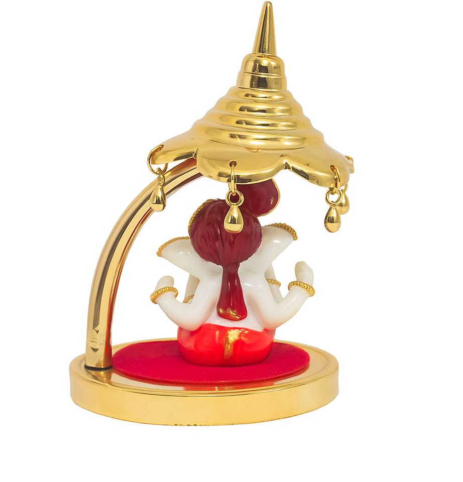 PRIMEFAIR Golden Mukut Lord Ganesha Idol - Image 9
