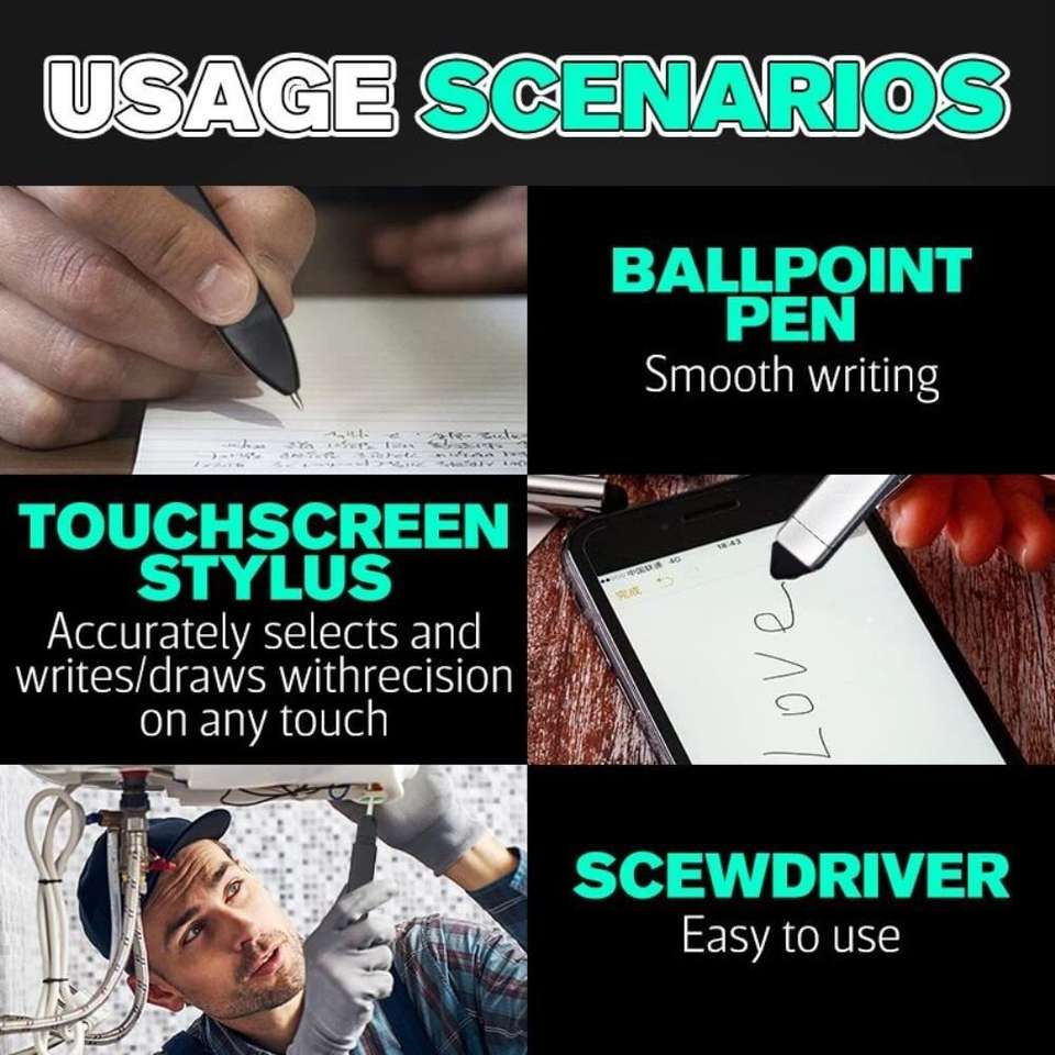 Be Sure Pen-Shaped Phone Holder with Screwdriver Sets Multifunction 6 in 1 Tech Tool Pen Stylus - Image 8