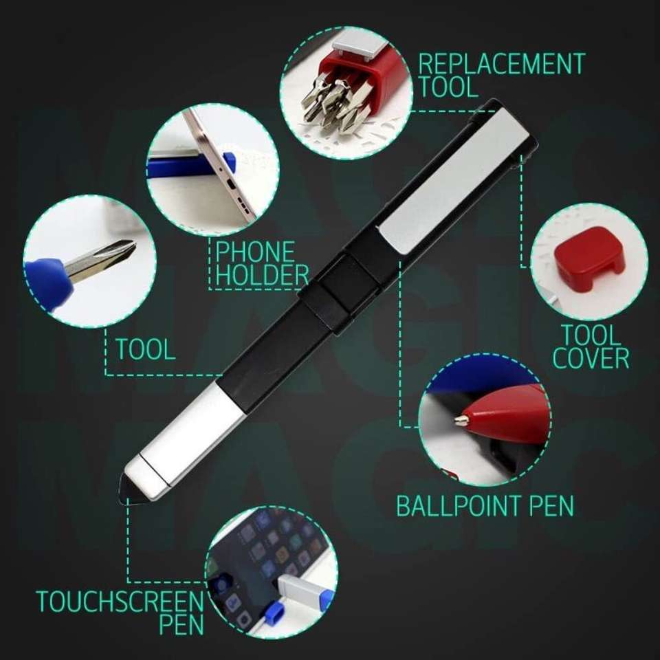 Be Sure Pen-Shaped Phone Holder with Screwdriver Sets Multifunction 6 in 1 Tech Tool Pen Stylus - Image 10
